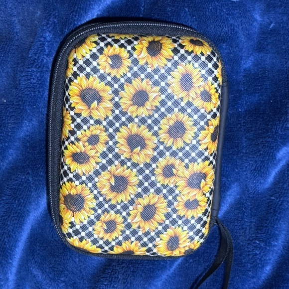 Other - Sunflower Pattern Hard Shell Accessory Case - Yellow Sunflowers